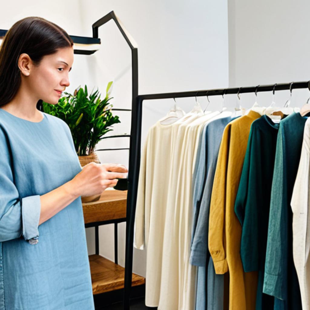 Sustainable Fashion Showcase**

"A brightly lit, modern boutique featuring a curated selection of sustainable clothing. Models are browsing racks of clothing made from organic cotton, linen, and recycled materials.  The clothing is stylish and modest, reflecting current trends.  The boutique has a minimalist design with plants and natural light.  Display signage highlights the ethical sourcing and environmental benefits of the garments. Safe for work, appropriate content, fully clothed, professional, high-quality image, perfect anatomy, natural pose, well-formed hands, proper finger count, natural body proportions, modest clothing."

**