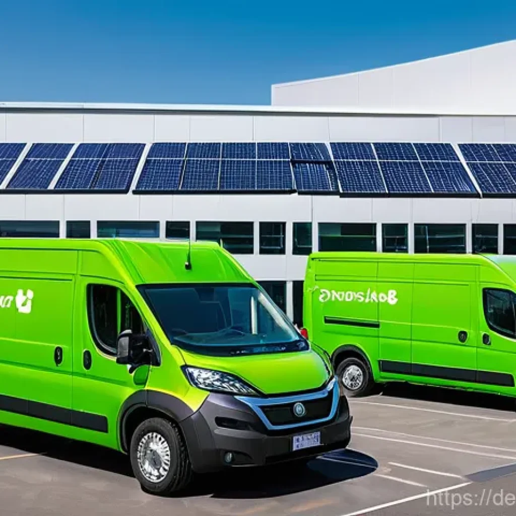 탄소중립 생활에 대한 기업의 역할 - **Prompt 1: Green Logistics and Renewable Energy at a Modern European Company**
"A wide-angle sh...
