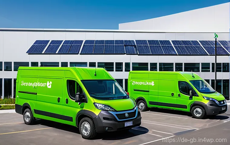 탄소중립 생활에 대한 기업의 역할 - **Prompt 1: Green Logistics and Renewable Energy at a Modern European Company**
    "A wide-angle sh...