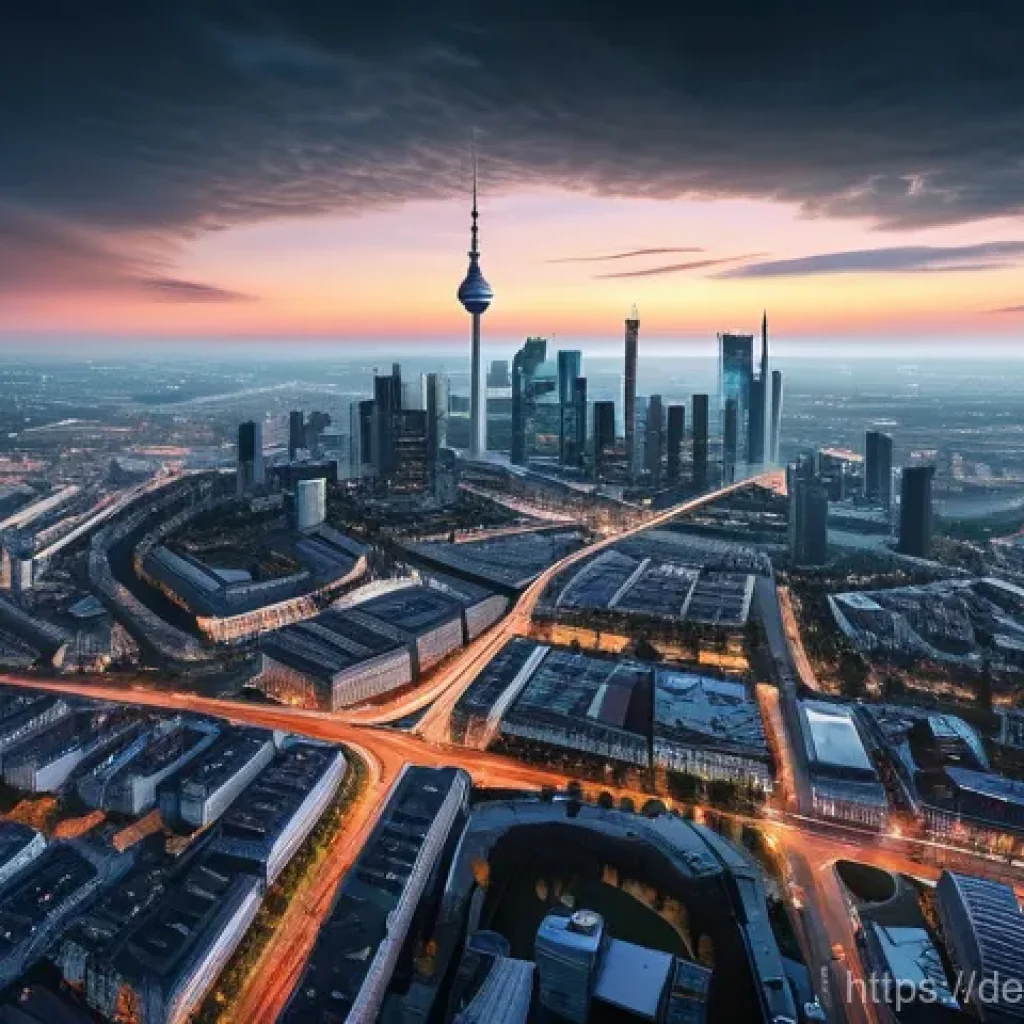 탄소중립을 위한 이해관계자 간의 협력 - **Aspiration for 2045 - A Climate-Neutral German City:**
    "A stunning, wide-angle aerial view of ...