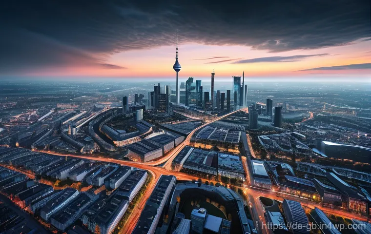 탄소중립을 위한 이해관계자 간의 협력 - **Aspiration for 2045 - A Climate-Neutral German City:**
"A stunning, wide-angle aerial view of ...