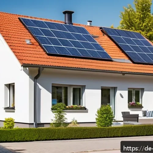 Home 32 탄소중립을 위한 기후 변화 인식 제고 - A modern German residential home exterior during a sunny day, showcasing a newly installed heat pump...